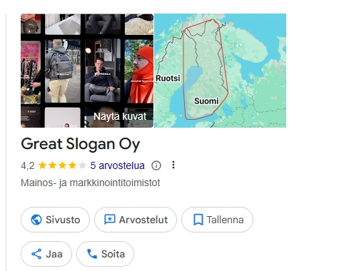 Esimerkki business profilesta. Sloganin oma. Esimerkki business profilesta. Sloganin oma.