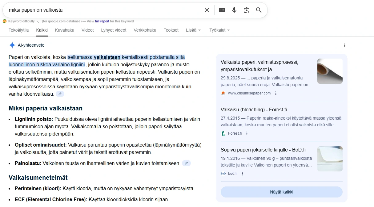 esimerkki tekoälyvastauksesta 