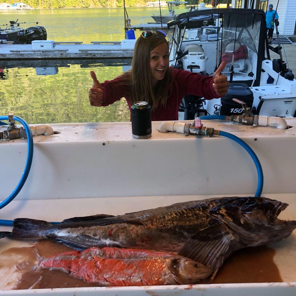 Jamie with lingcod fish