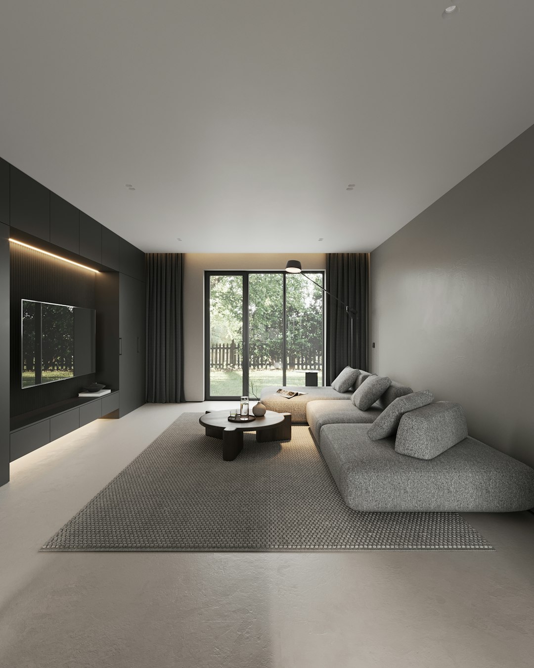 gray living room showing paint finish