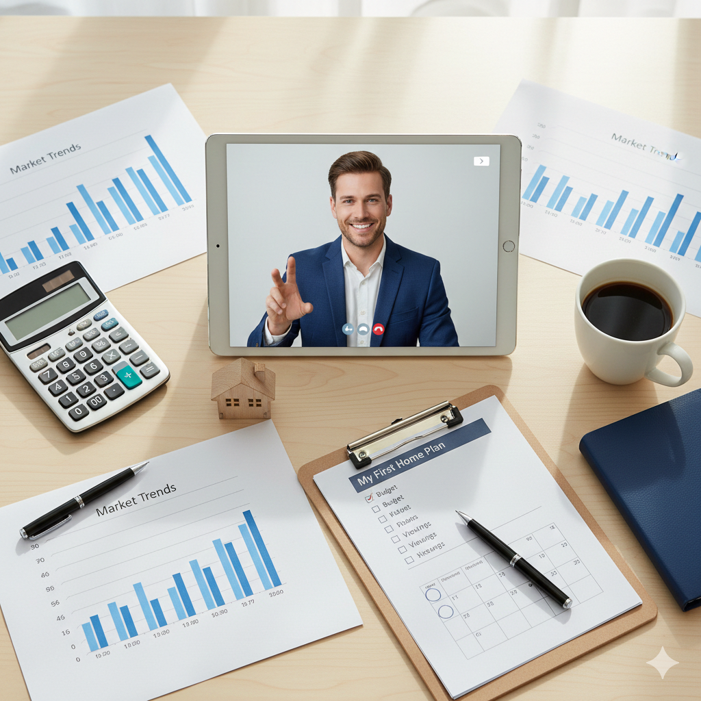 First-time home buyer checklist and financial growth charts on a desk for a Burlington real estate market consultation First-time home buyer checklist and financial growth charts on a desk for a Burlington real estate market consultation
