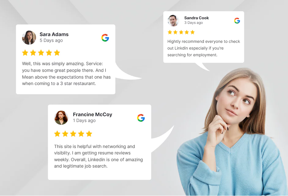 A testimonial section on a website with positive client feedback. A testimonial section on a website with positive client feedback.