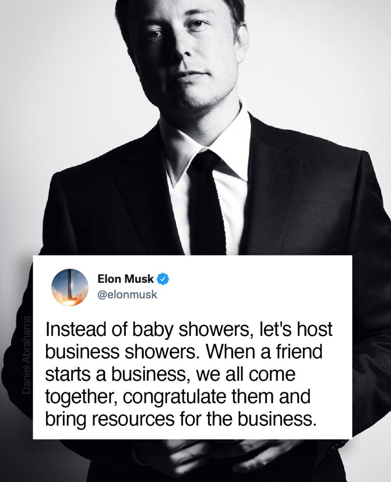 Image of Elon Musk and his Business Shower Twitter post.