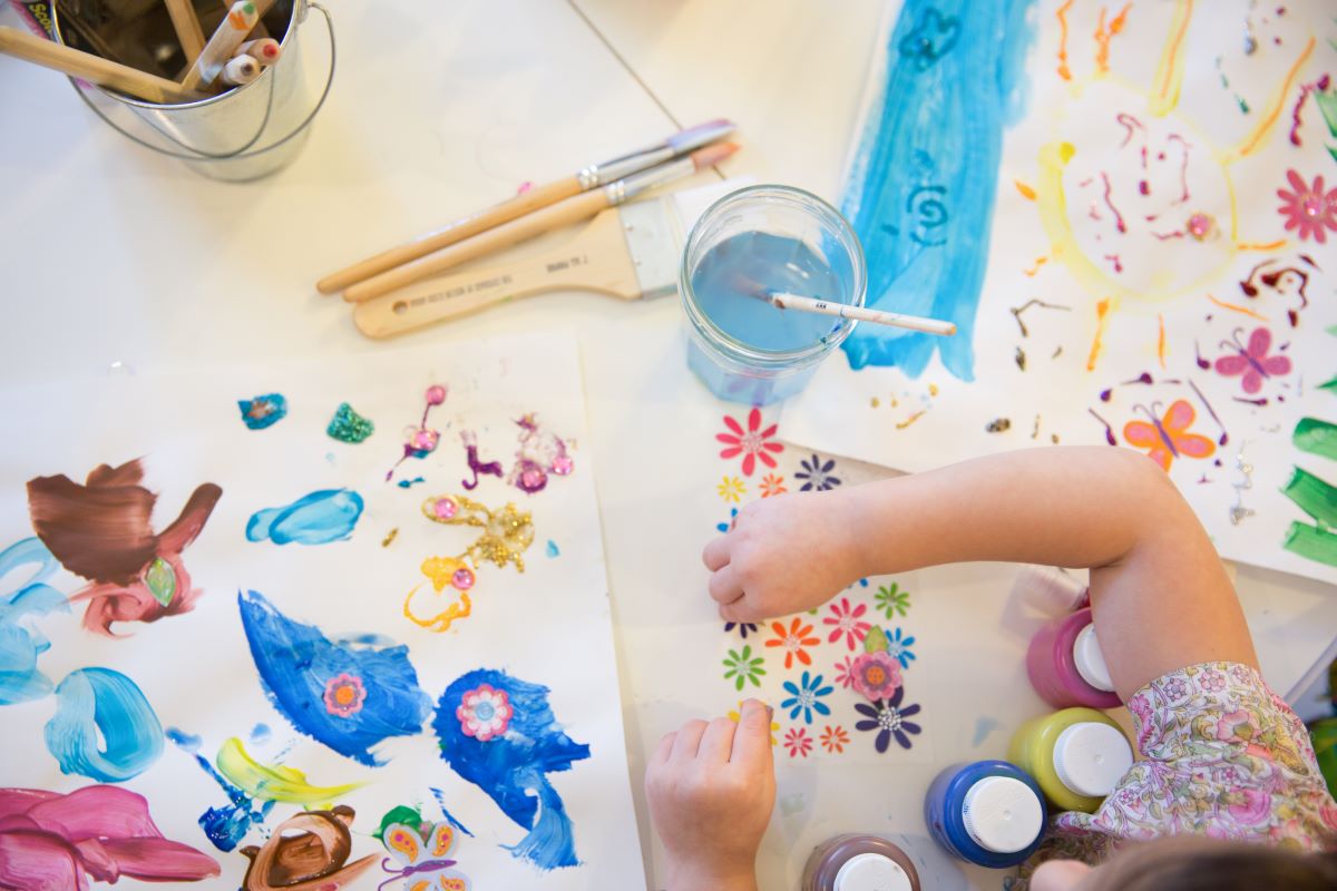 toddler making playdough childcare activity