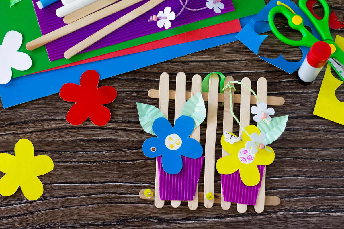 popsicle stick flower pot summer craft