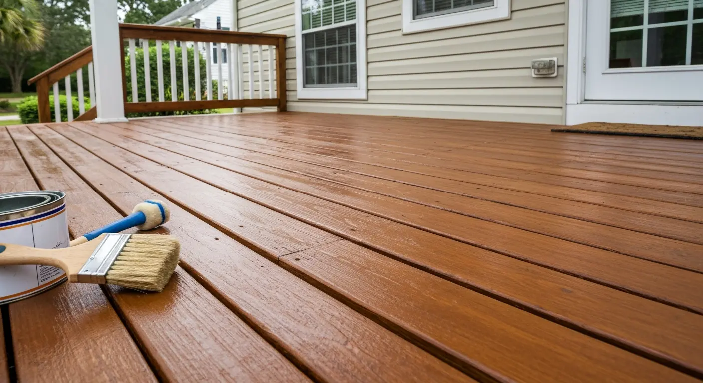 Deck staining and sealing