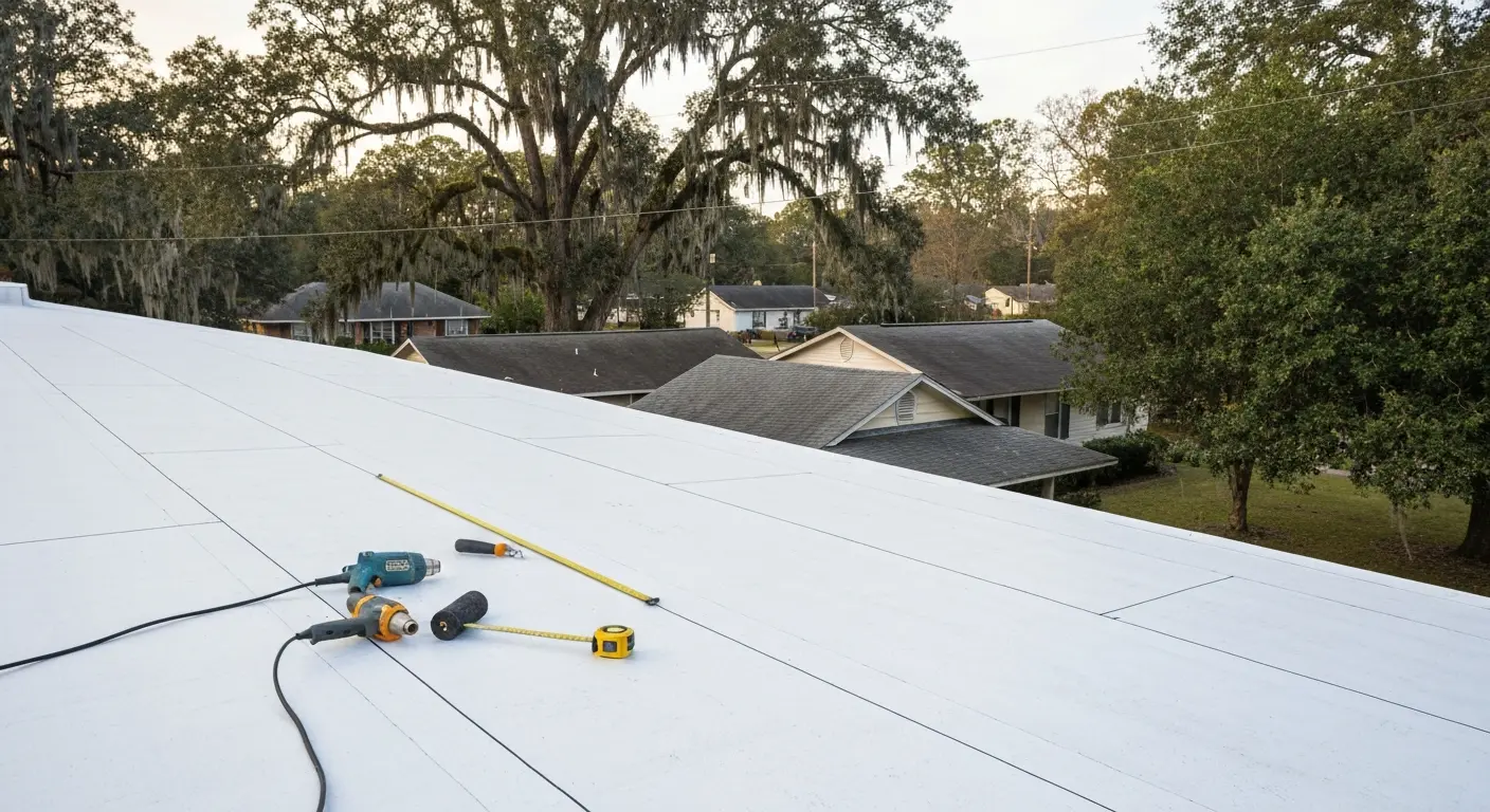 Flat roof TPO installation