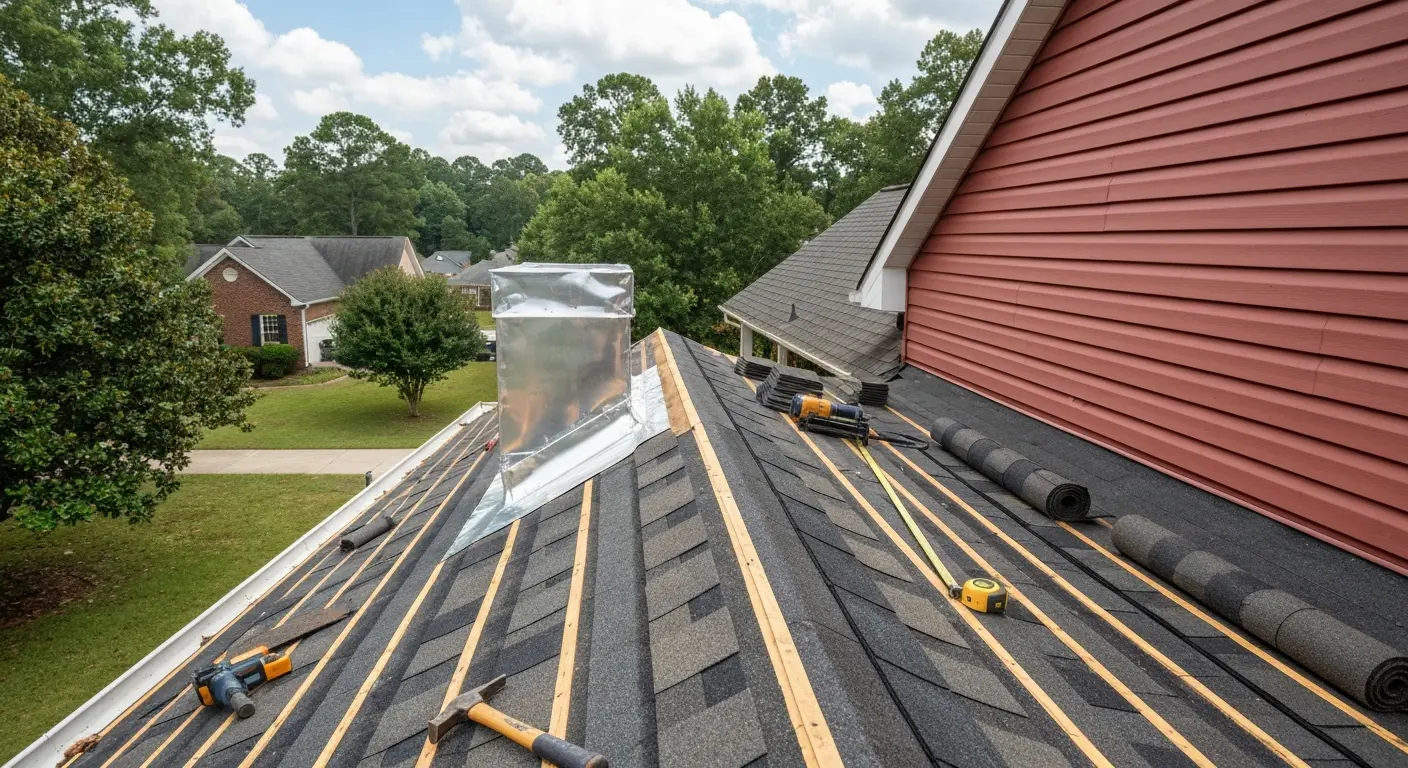 Roof installation in progress