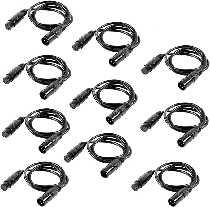 10 Pack 3-Pin DMX Cable
