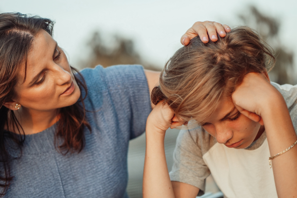 mom with frustrated son