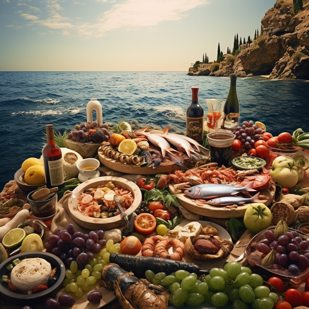 imagine cu dieta mediteraneană și marea