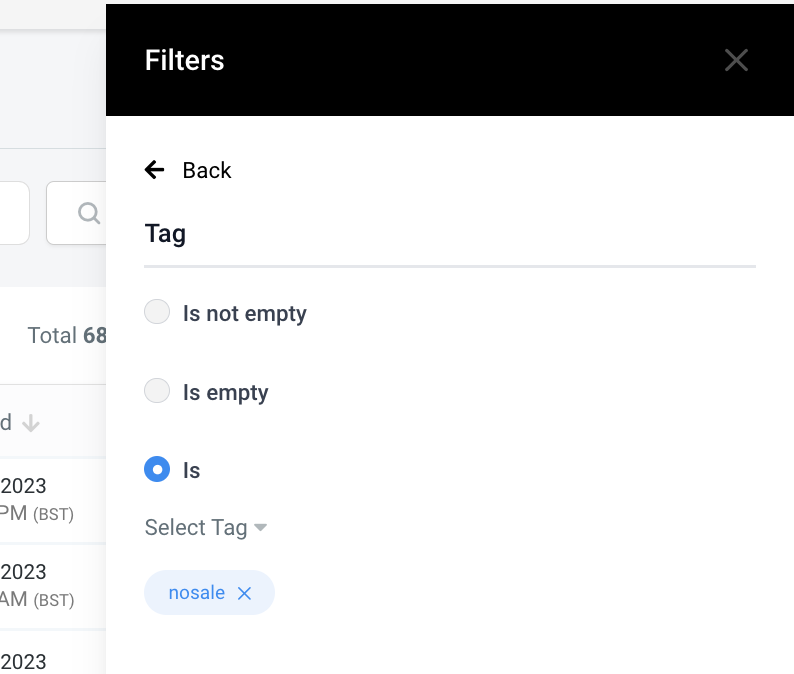 filter with tags