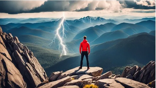 Person standing on mountain