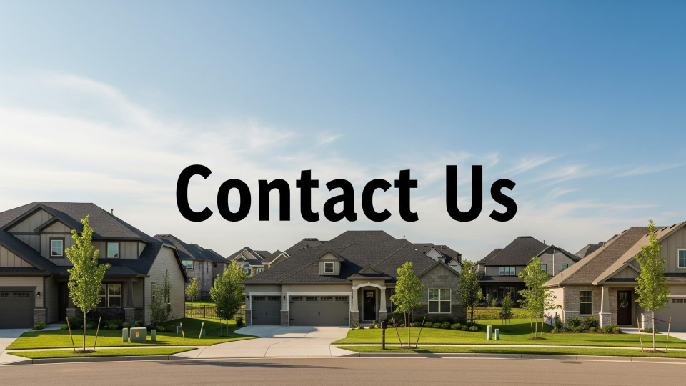 A suburban neighborhood with modern single-family homes under a clear blue sky, featuring bold black text reading “Contact Us” centered over the image. A suburban neighborhood with modern single-family homes under a clear blue sky, featuring bold black text reading “Contact Us” centered over the image.