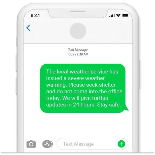 Text message example to notify employees