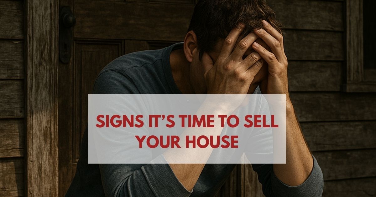 A worried homeowner sitting on the steps of their home with a foreclosure notice on the front door. A worried homeowner sitting on the steps of their home with a foreclosure notice on the front door.