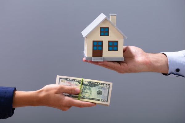 cash on hand and holding a tiny house cash on hand and holding a tiny house