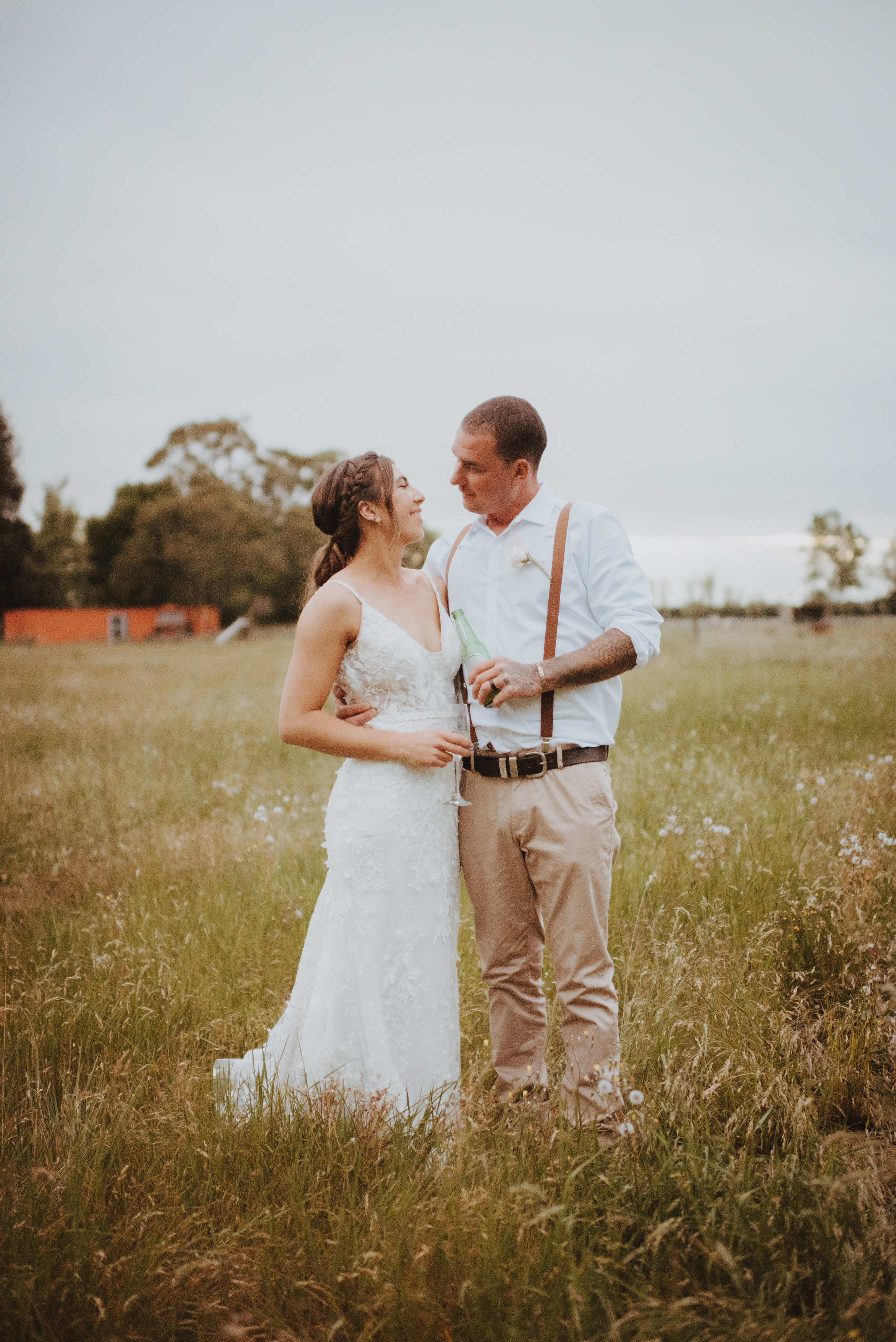newlyweds sneaking away for sunset photos