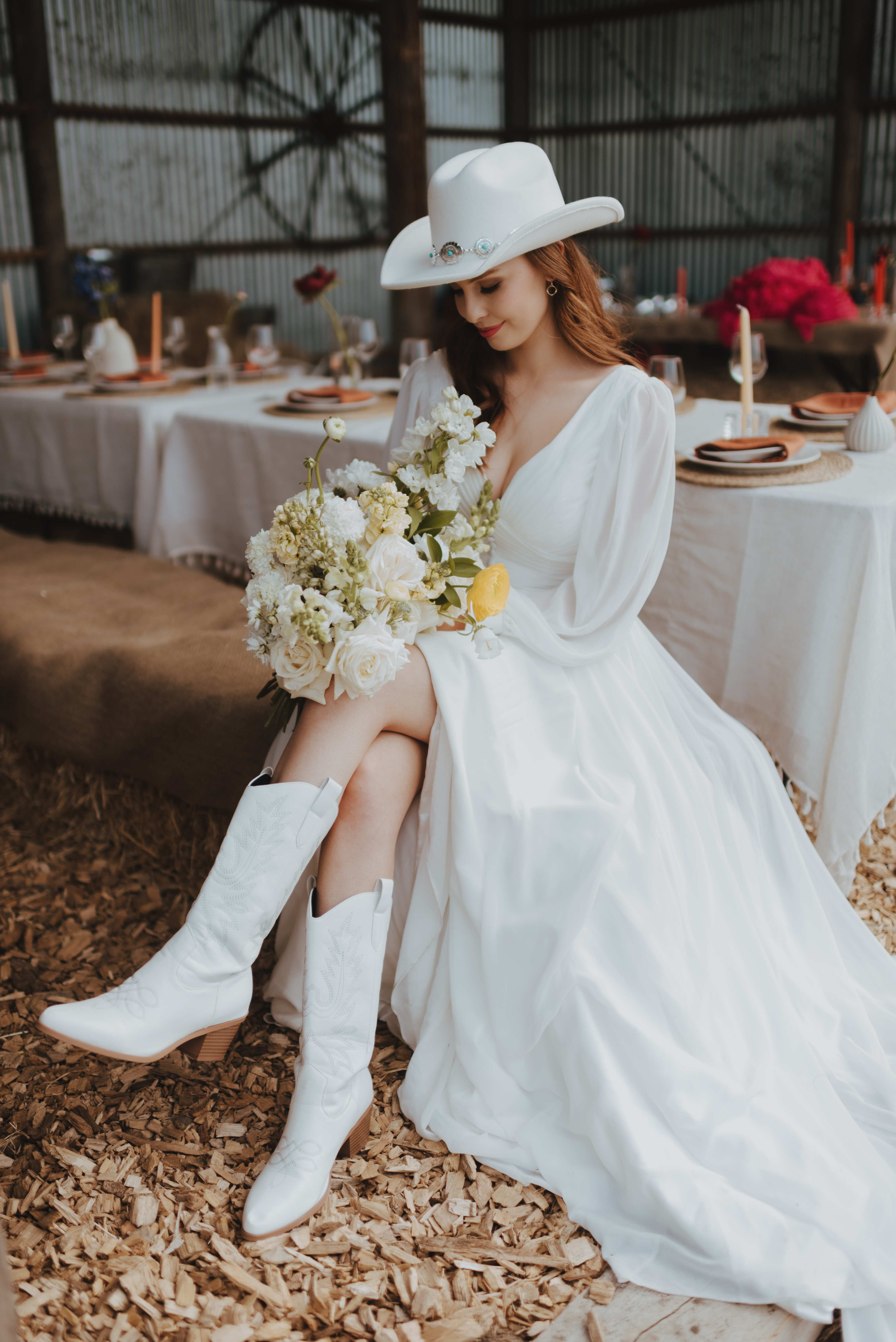 dress with 1m train used for styled bridal shoot at Starling Homestead