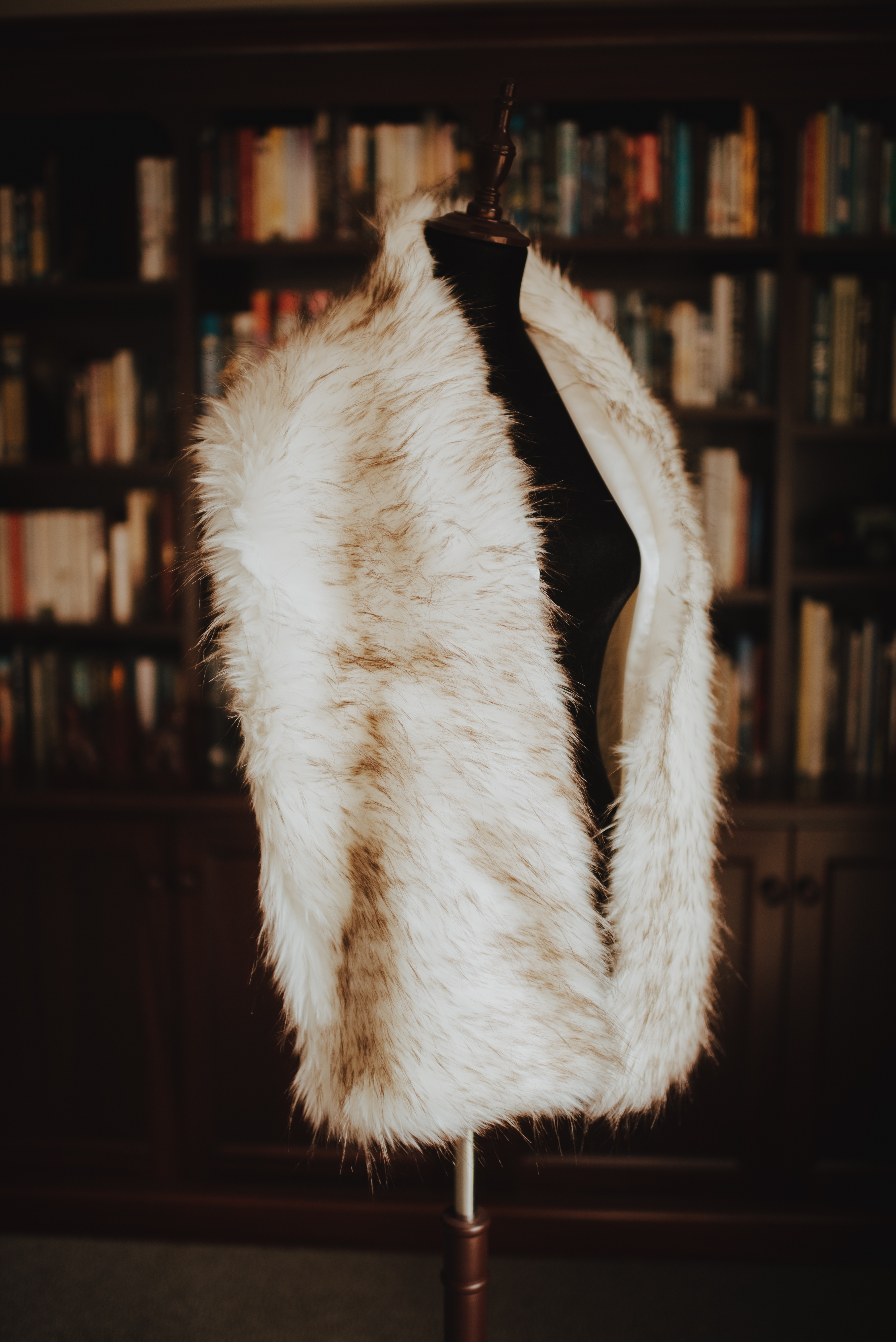 speckled brown faux fur coat for hire