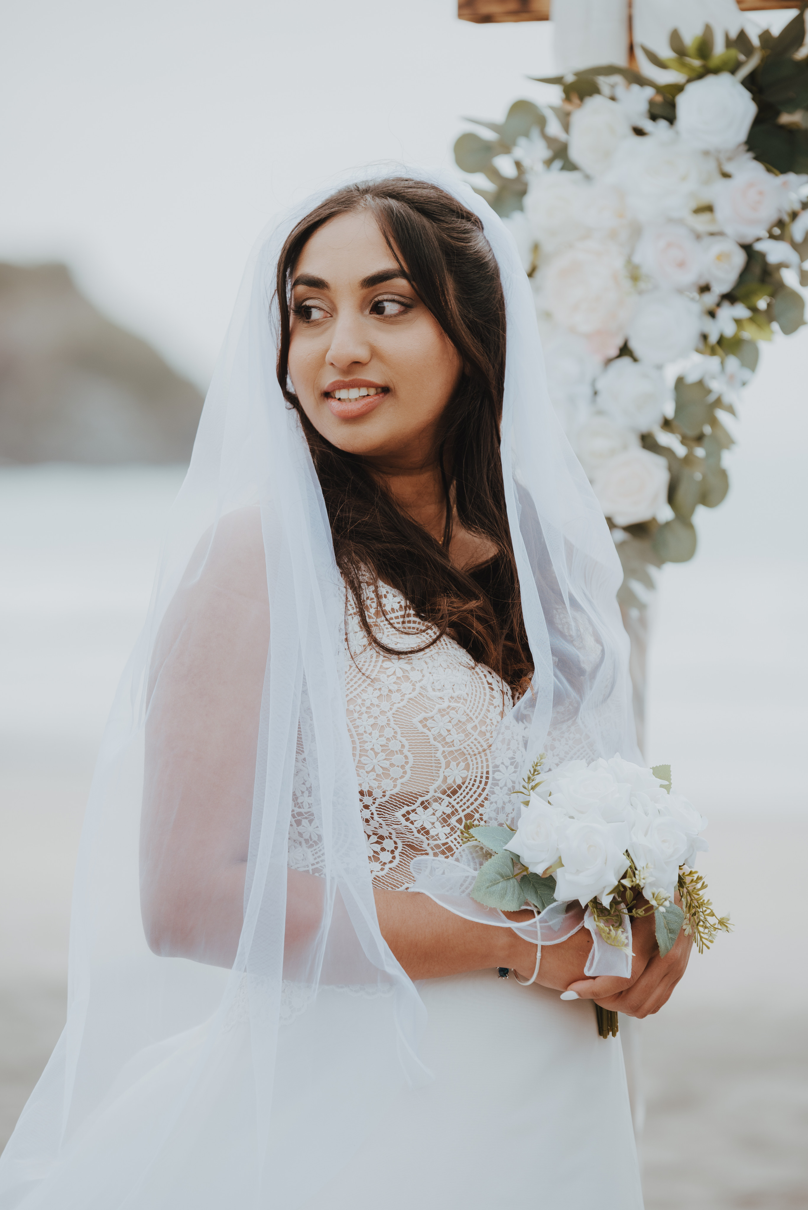bride looking at her guests