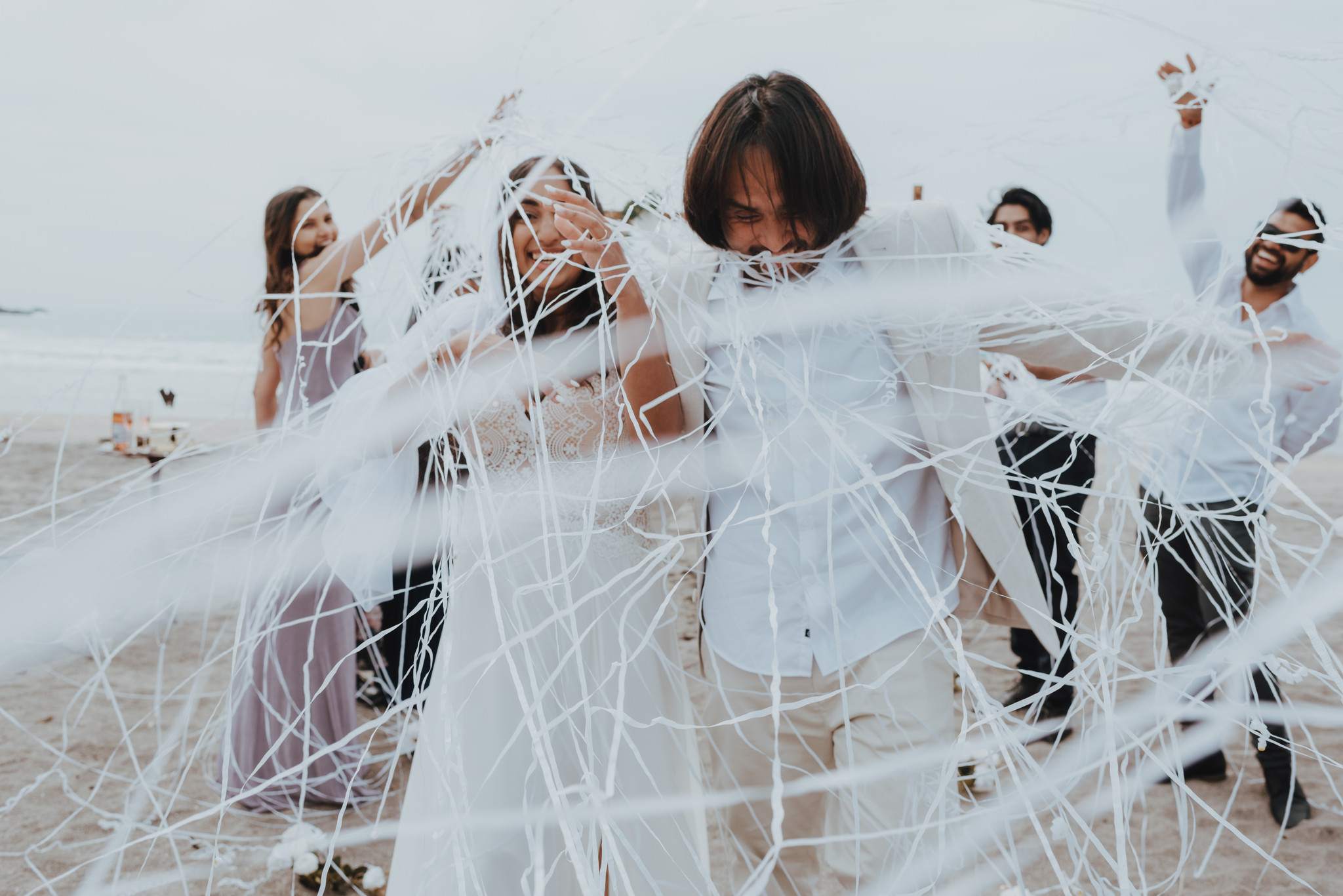 exiting the ceremony covered in confetti