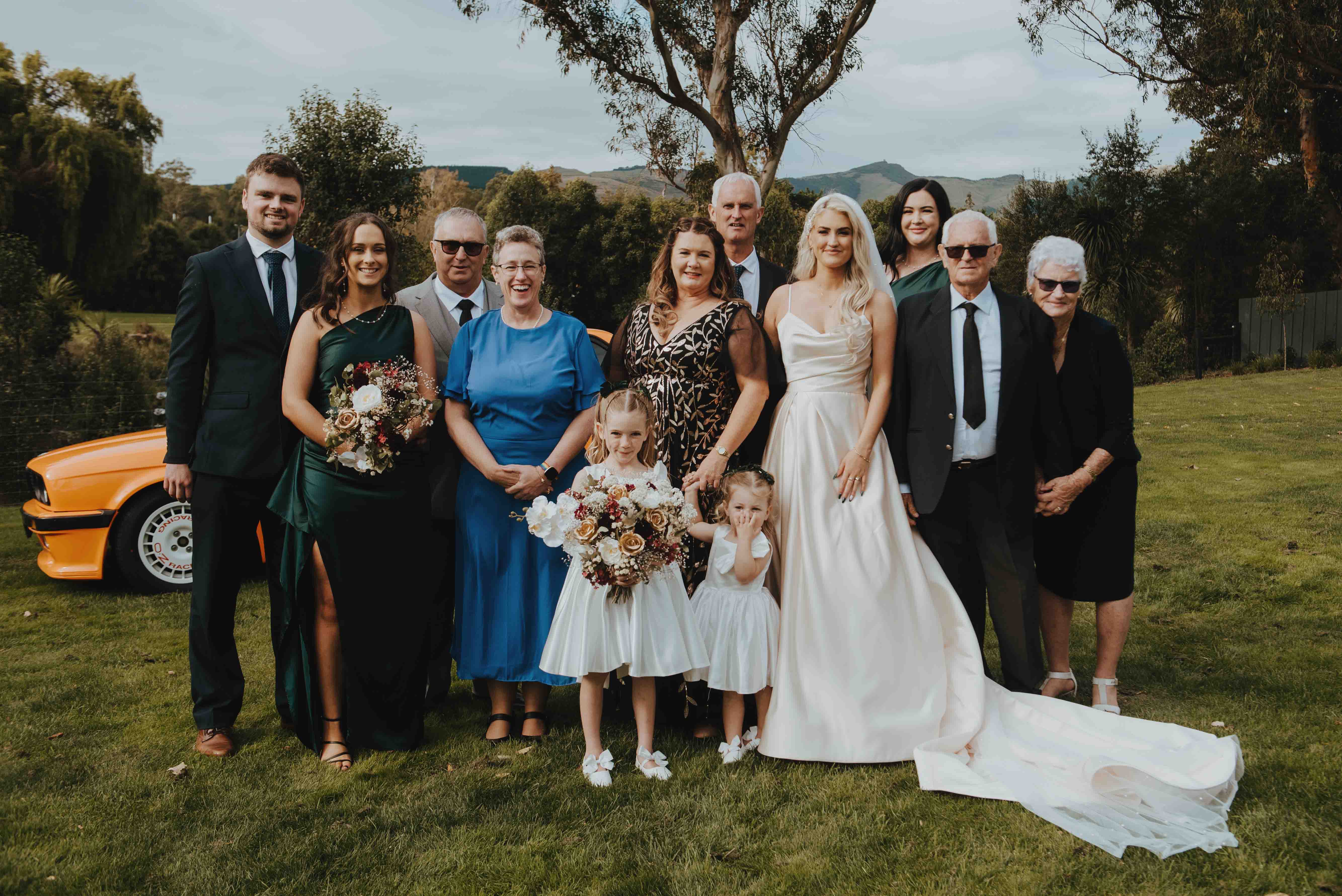 group photo at tai tapu hotel wedding