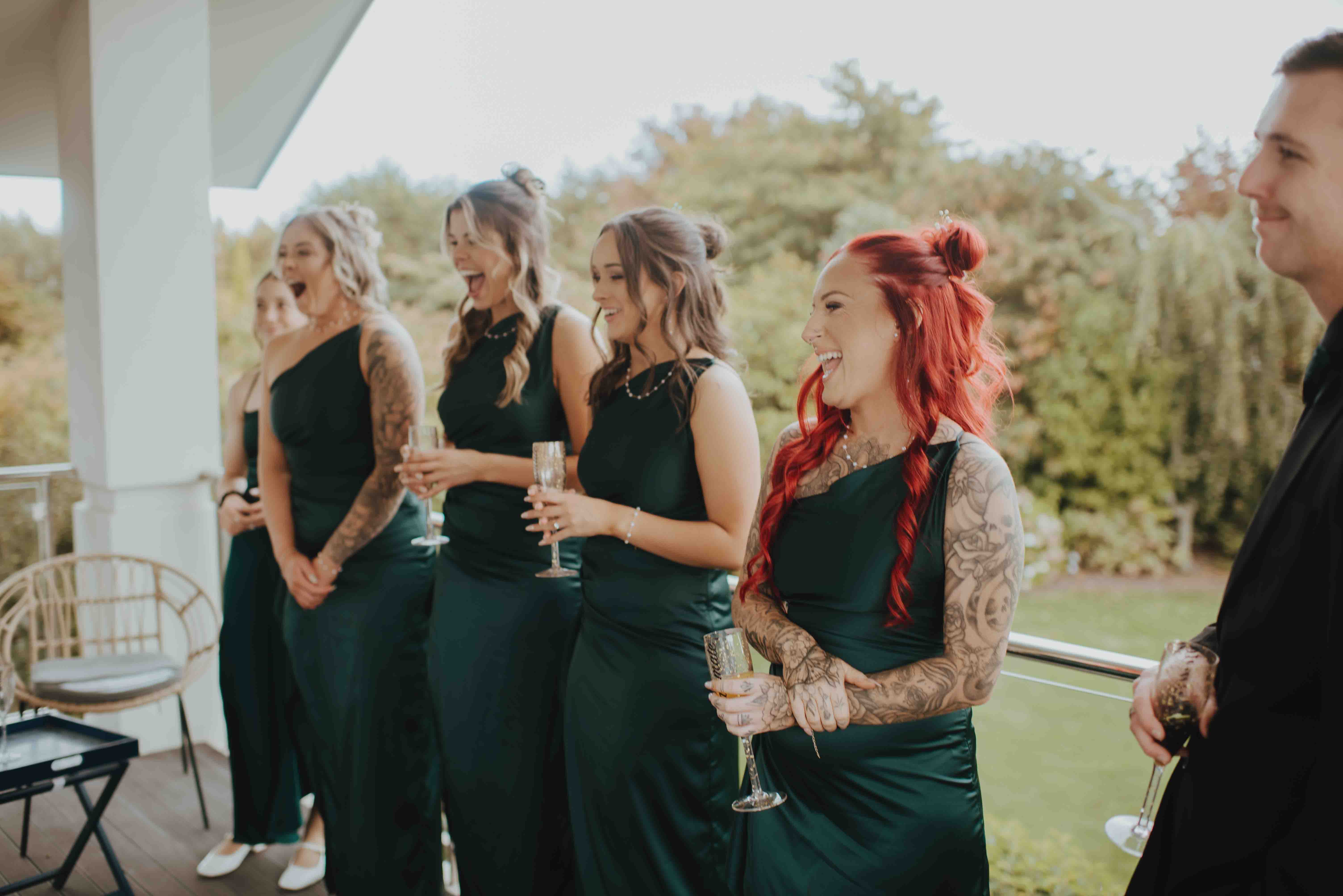 bridal party reaction to wedding dress