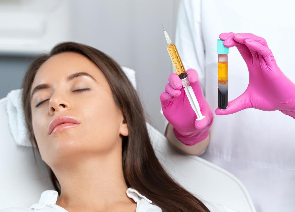 Patient receiving PRP hair restoration injection with plasma preparation shown by specialist in Temecula clinic. Patient receiving PRP hair restoration injection with plasma preparation shown by specialist in Temecula clinic.