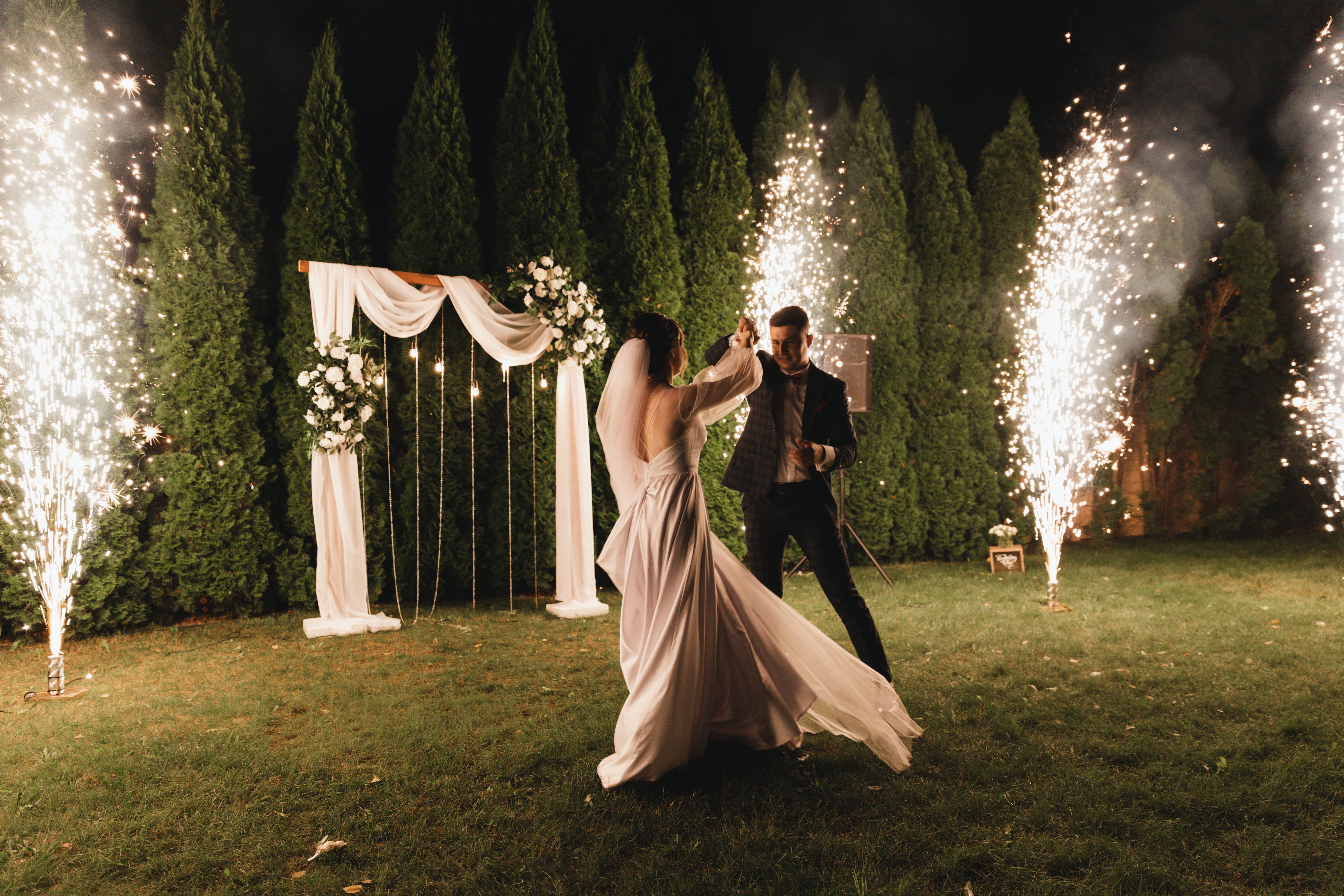 Fireworks at a wedding ceremony
