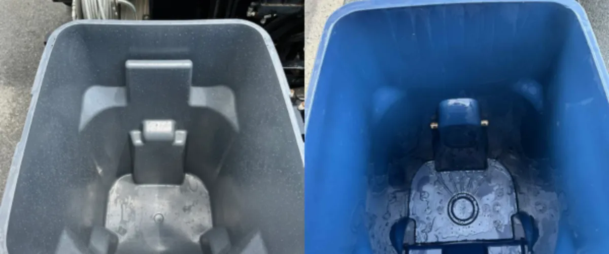 Two trash bins side by side showing their clean interiors.