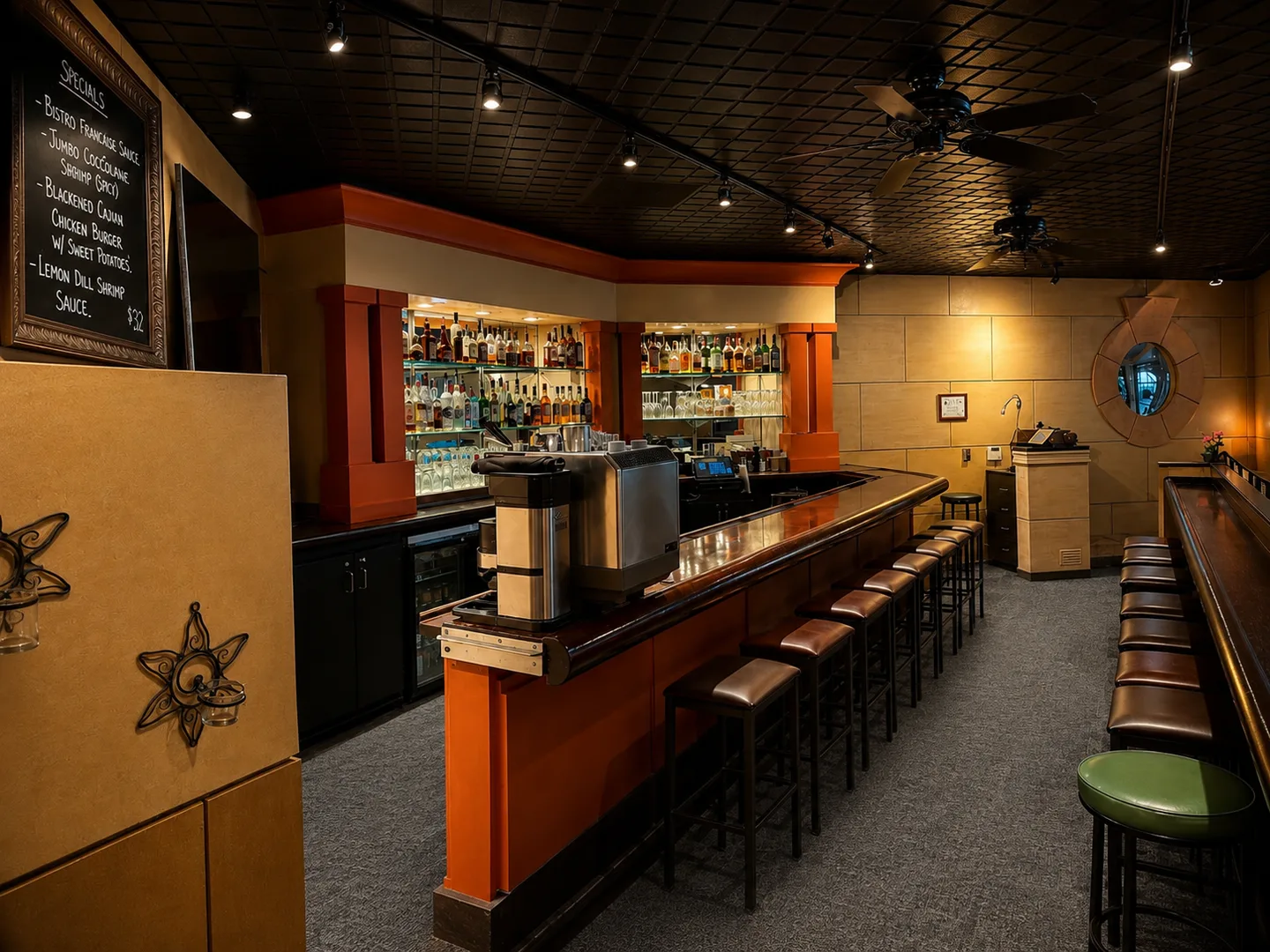Bar and seating area inside The Annex