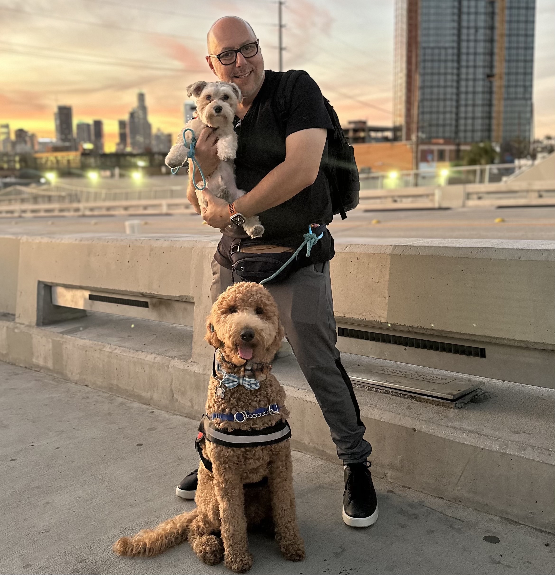 Larry Levin with his dogs