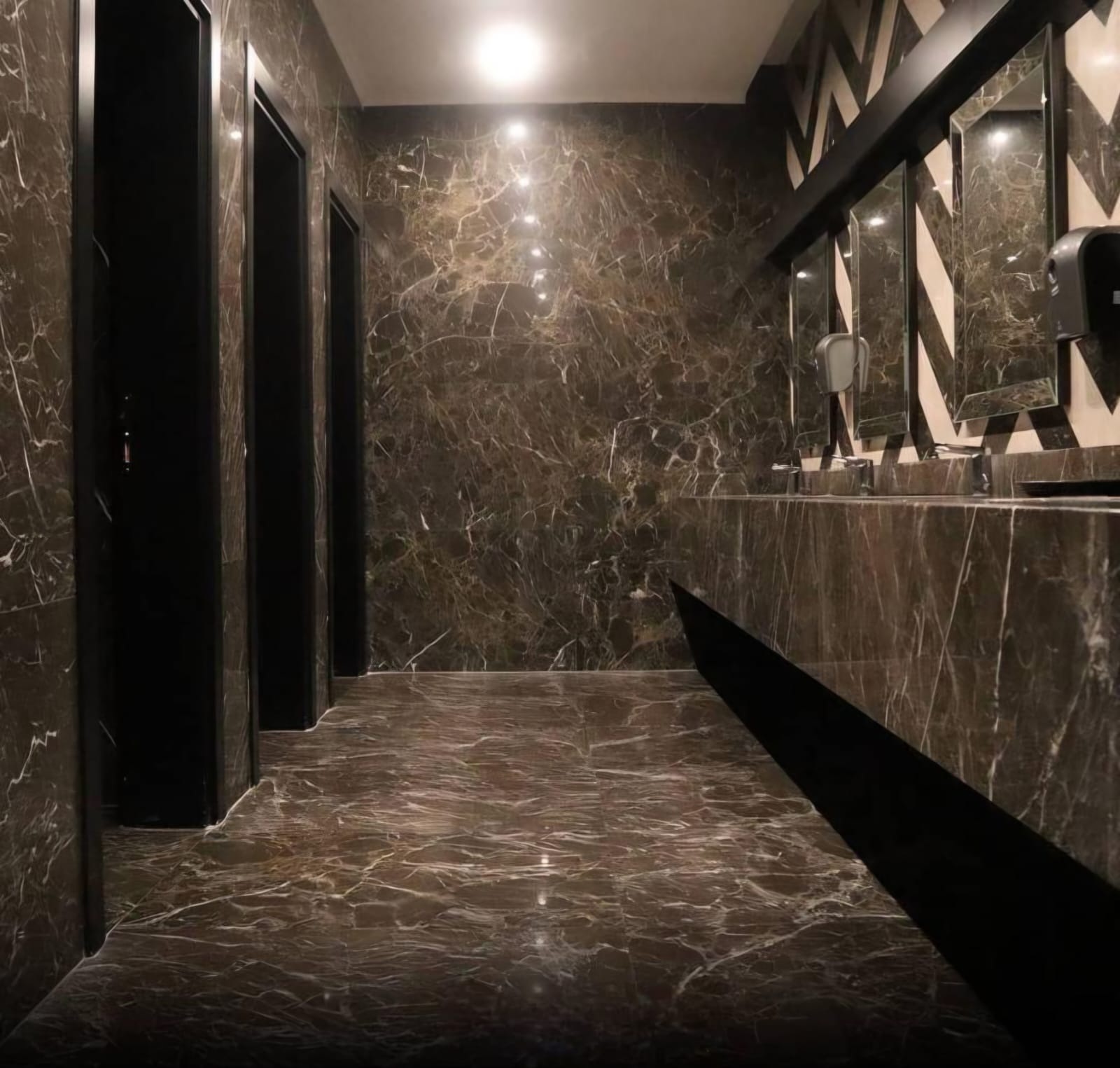 Dark granite reception counter