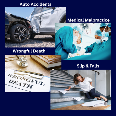 personal injury car accidents, work accidents, slip and falls