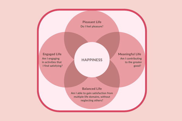 The four quadrants of happiness illustration