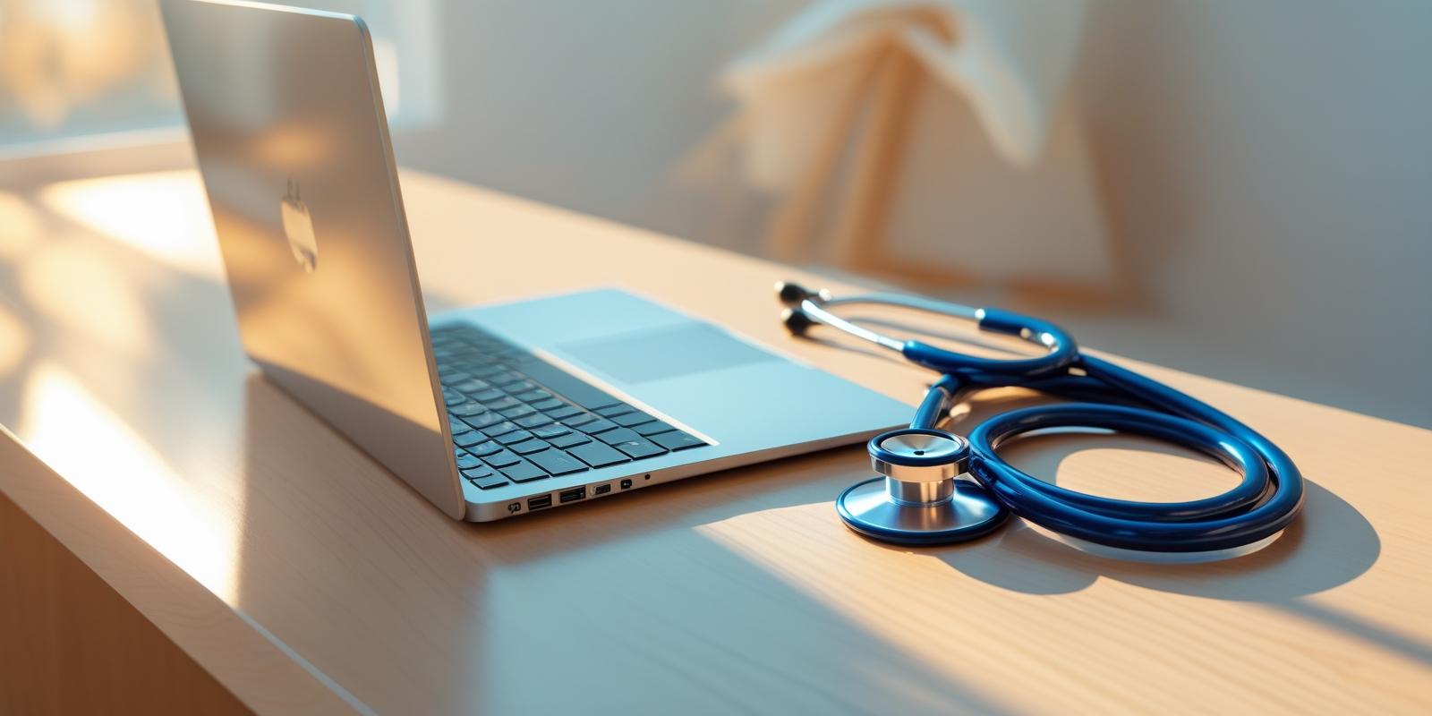 laptop with stethoscope laptop with stethoscope