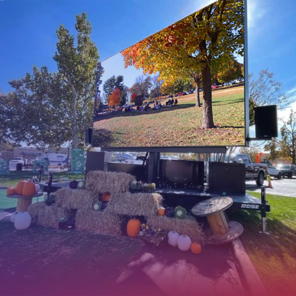 LED screen displaying sports content at a venue
