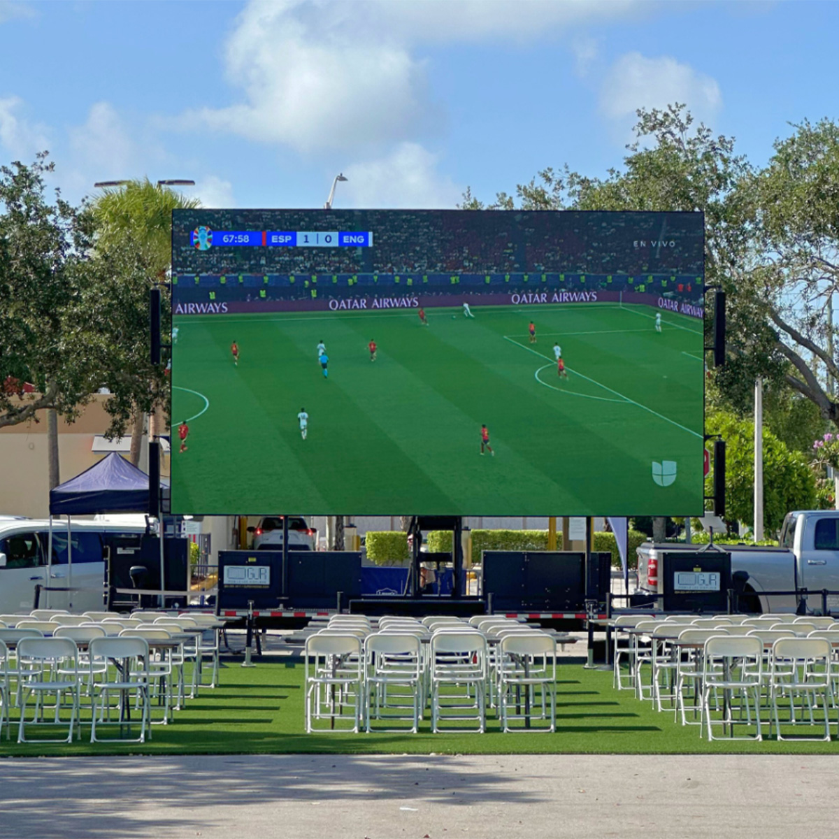 Mobile LED screen setup for a corporate event