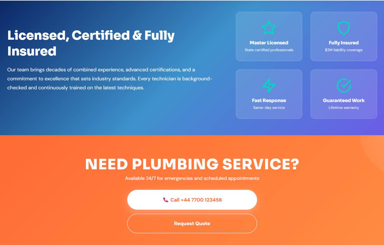 Plumbing Services website thumbnail