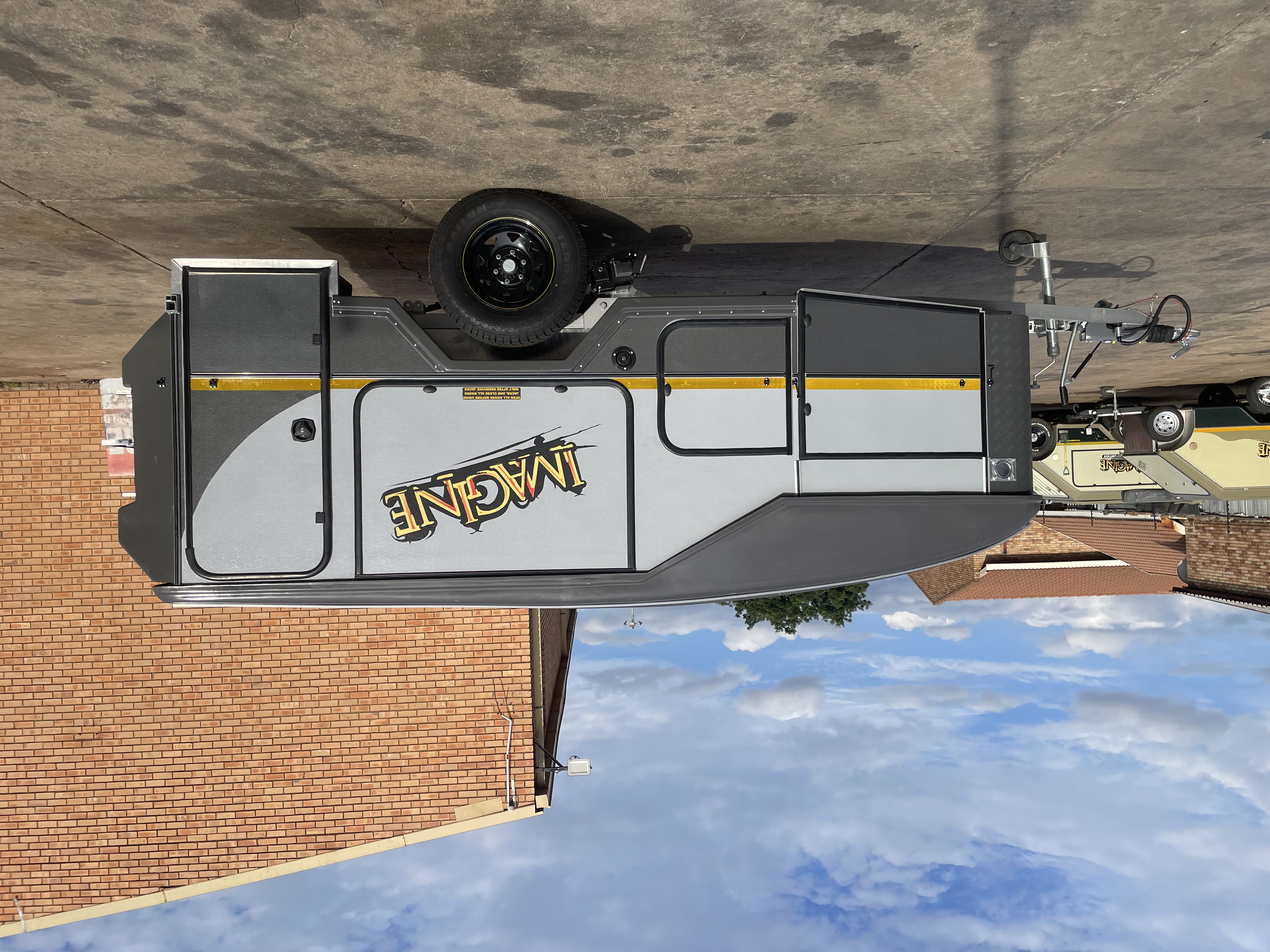 Full closed view of caravan exterior