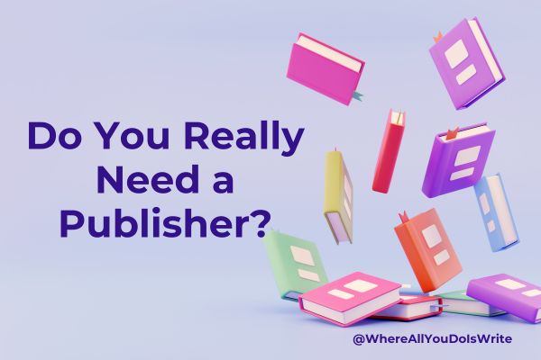 Do you really need a publisher? on light purple background with falling books