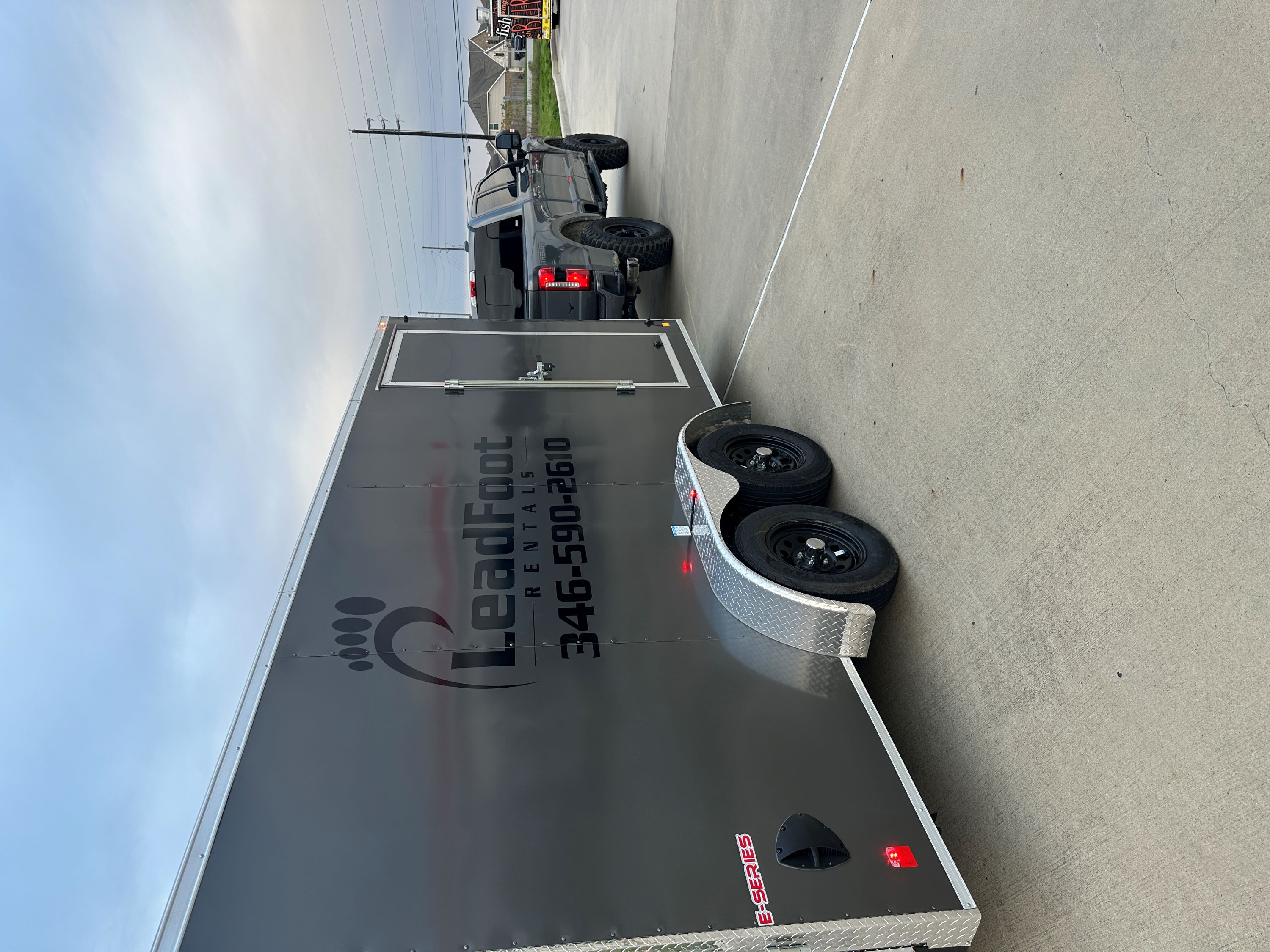 This 16ft Enclosed Trailer from Leadfoot Rentals is perfect for moving, transporting equipment, or hauling valuable cargo This 16ft Enclosed Trailer from Leadfoot Rentals is perfect for moving, transporting equipment, or hauling valuable cargo