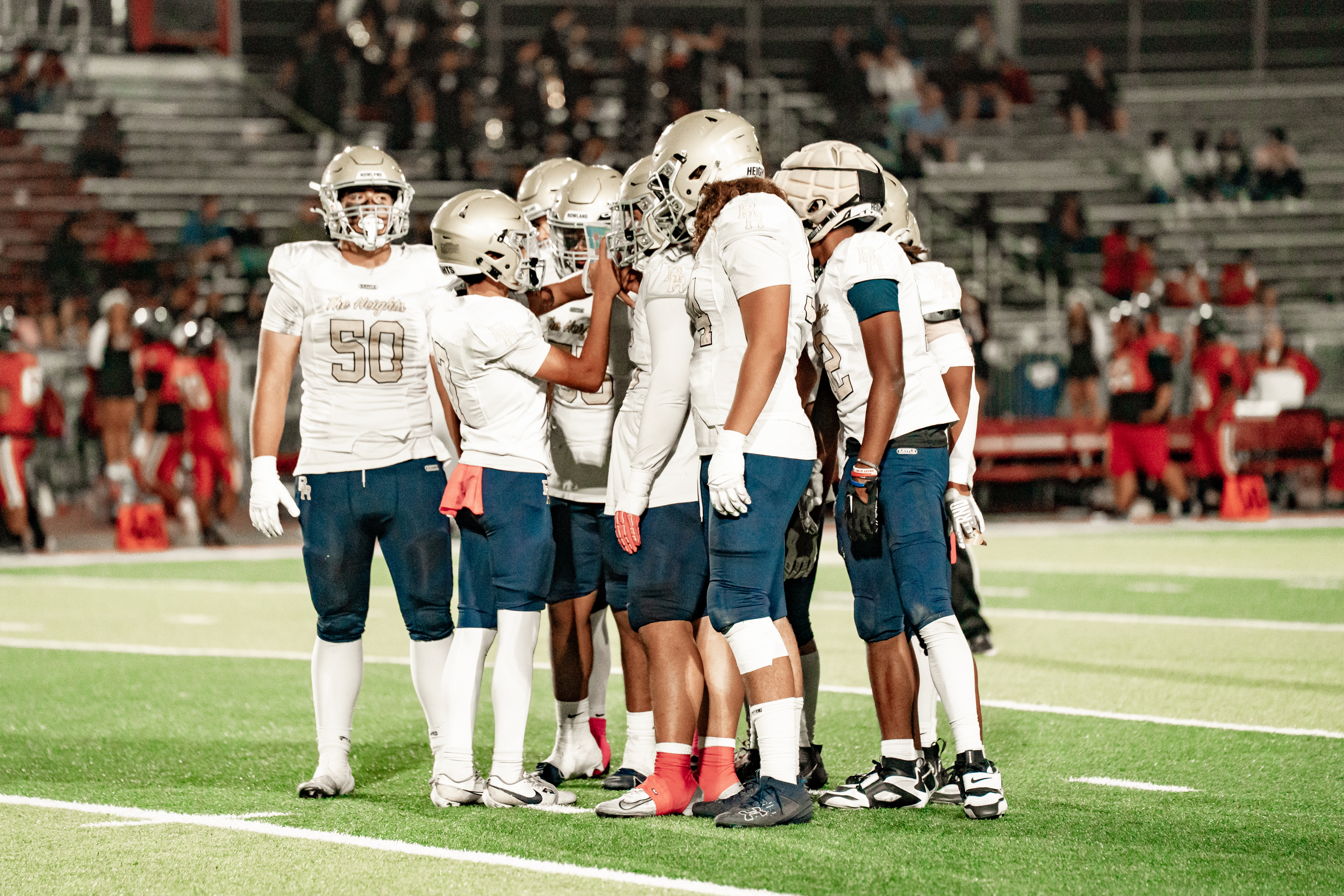 Rowland Raider Junior Cooper Kinsley Leading the Huddle Rowland Raider Junior Cooper Kinsley Leading the Huddle