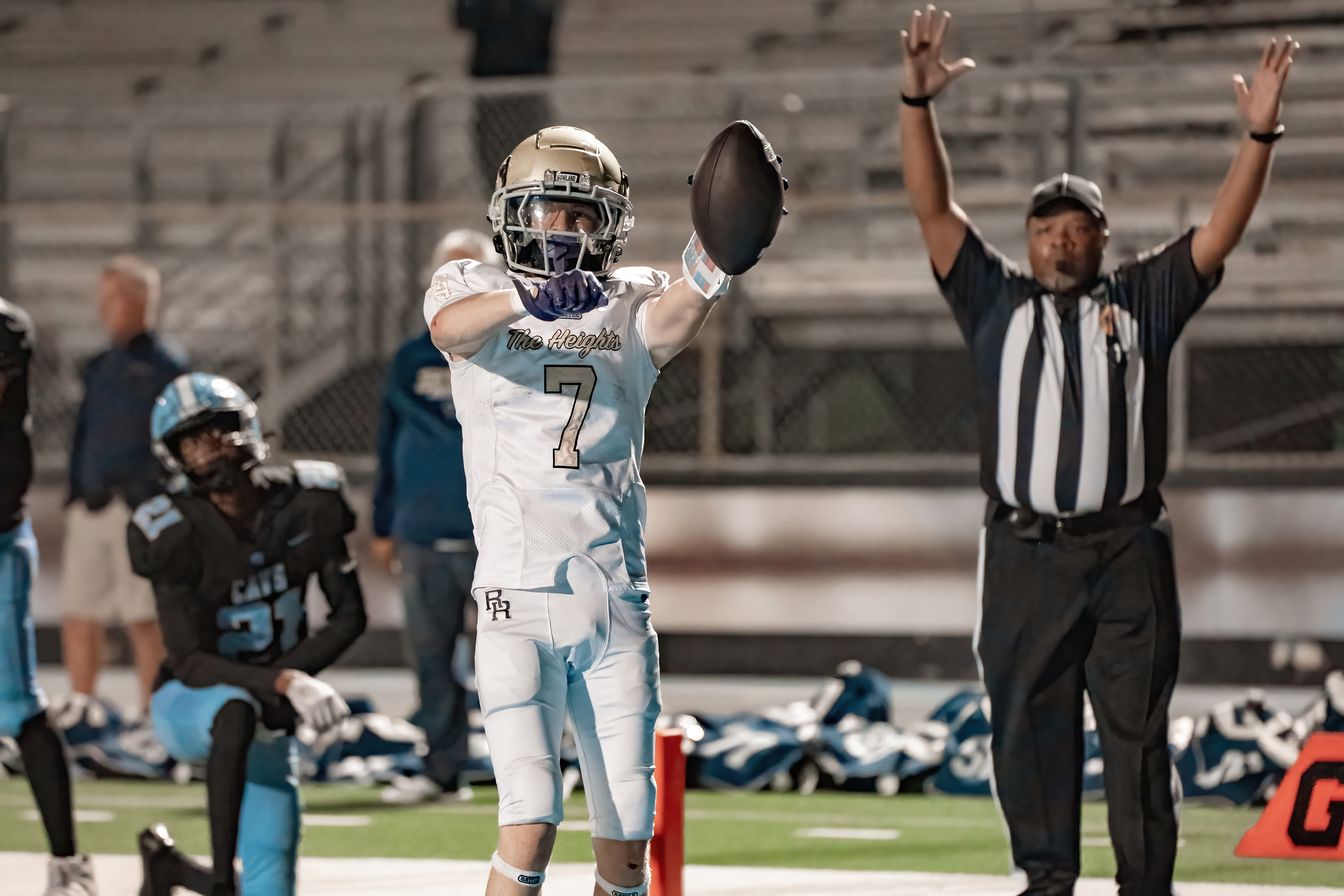 Rowland Raiders Damien Arrieta Celebrates his 3rd Touchdown of the Night