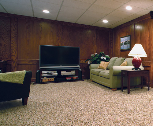 Basement floor with stone overlay, dont worry, your feet are safe