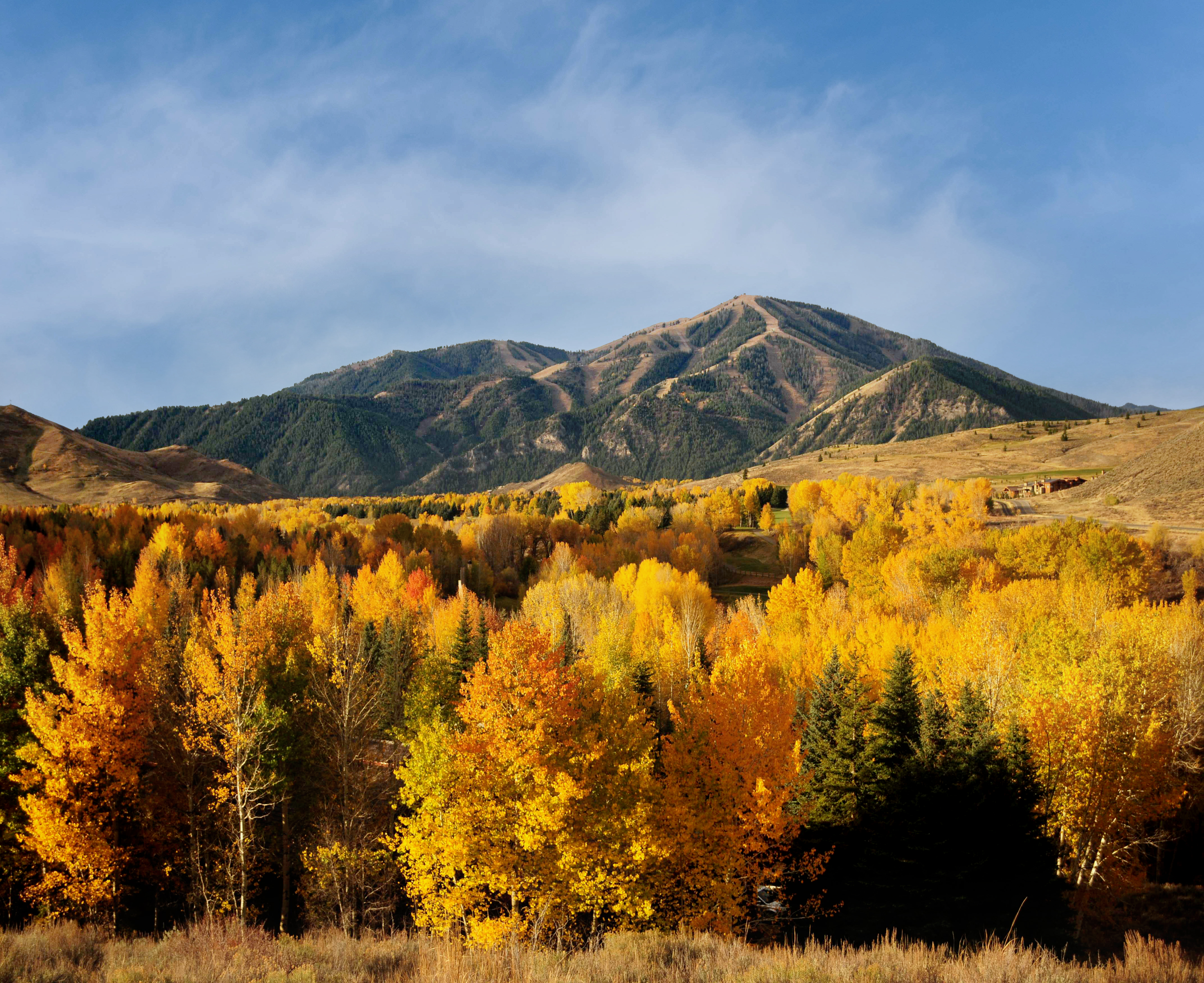 Elkhorn neighborhood and Dollar Mountain at dusk