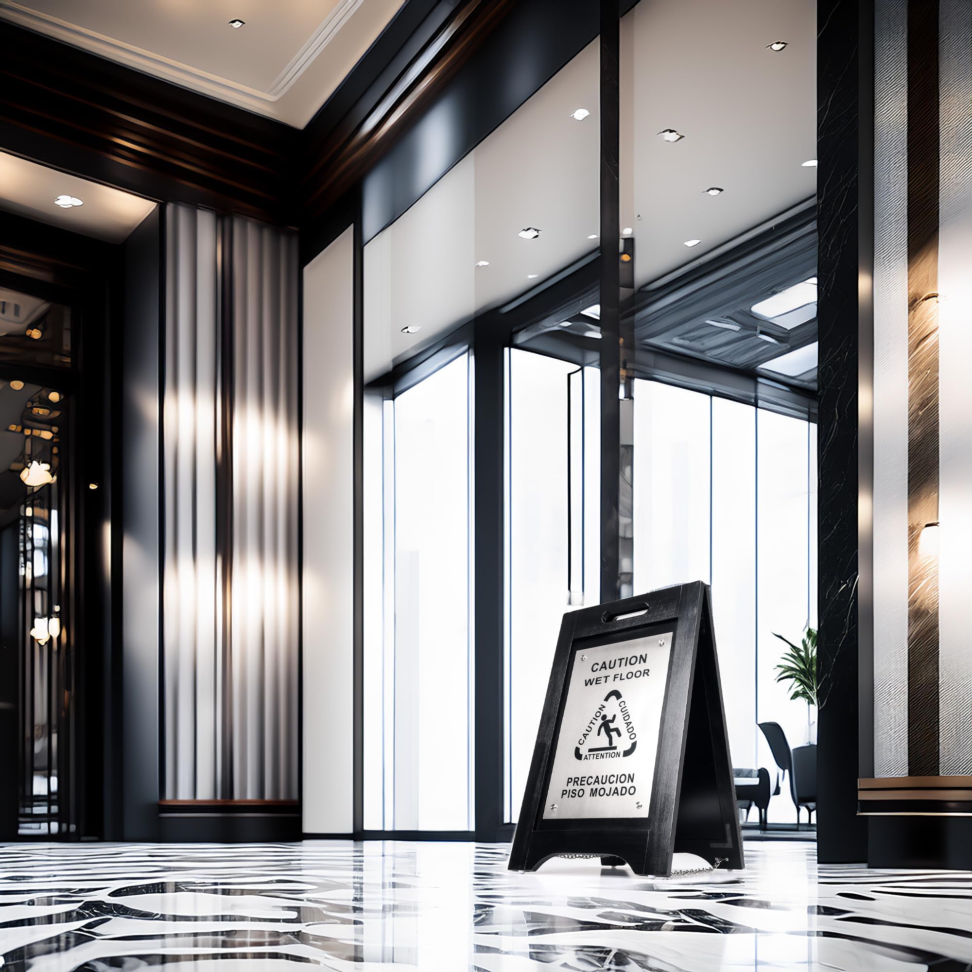Safe commercial environment with janitorial staff addressing spills quickly. Safe commercial environment with janitorial staff addressing spills quickly.