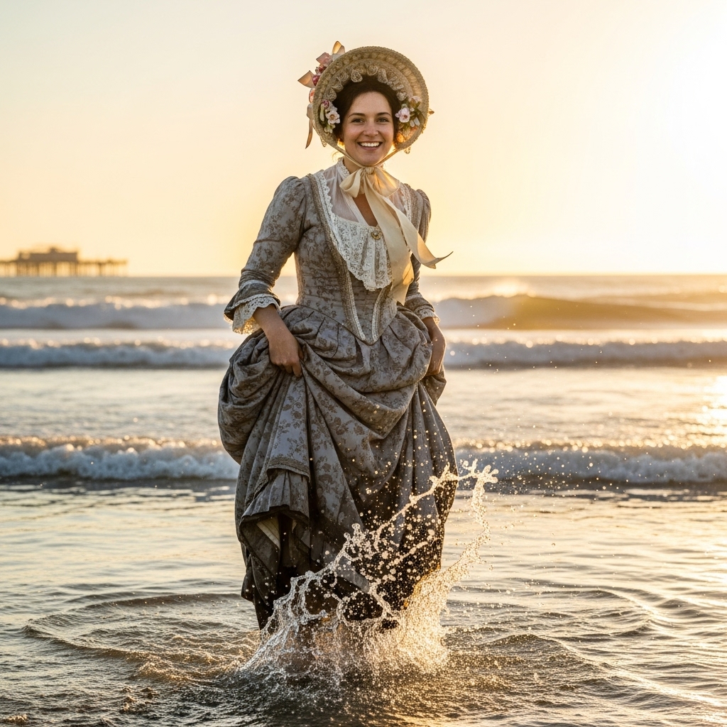 Victorian lady by the beach