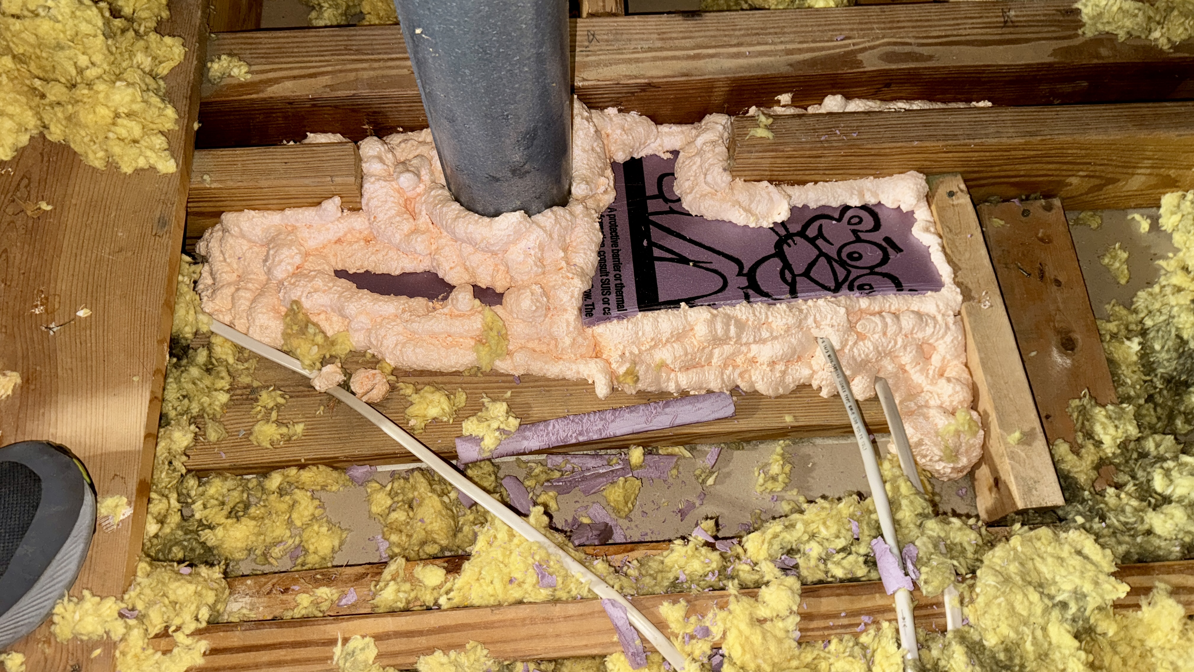 Air seal attic flue pipe Air seal attic flue pipe